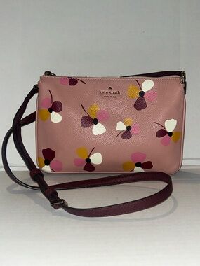Kate Spade New York Triple Gusset Crossbody Dusk Buds Pink Multi